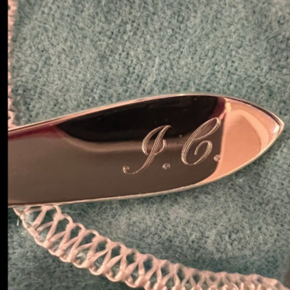 TIFFANY & CO STERLING SILVER Baby Infant Feeding SPOON 6" pouch/box, initials JC - Picture 4 of 4